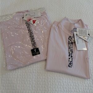 NWT Pink Golfino Sleeveless Polo Shirt and matching Quarter Zip Pullover.